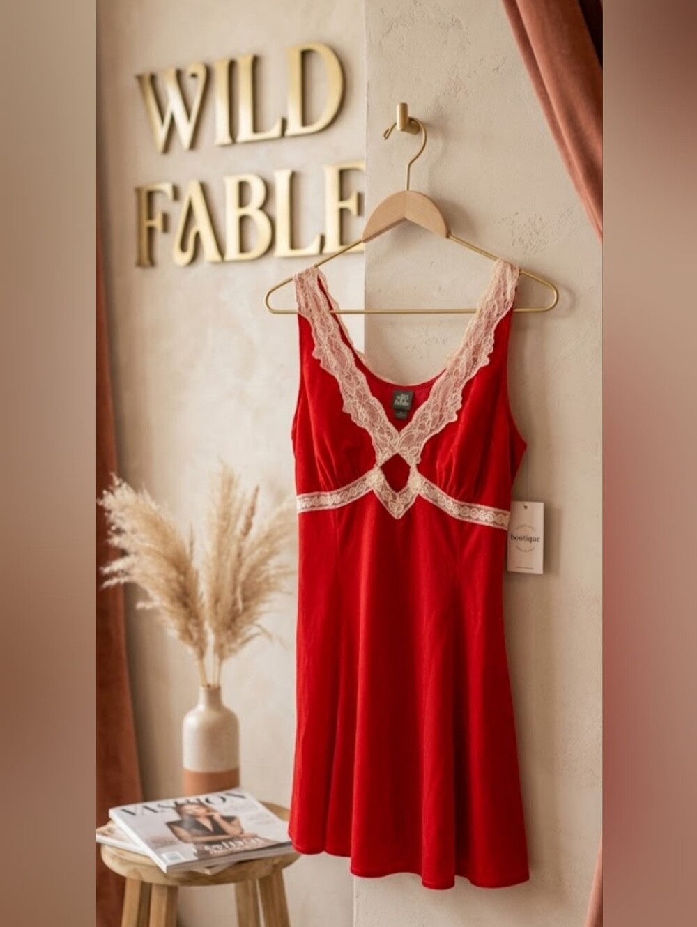 Wild Fable Red Lace Trim Mini Dress Size XL